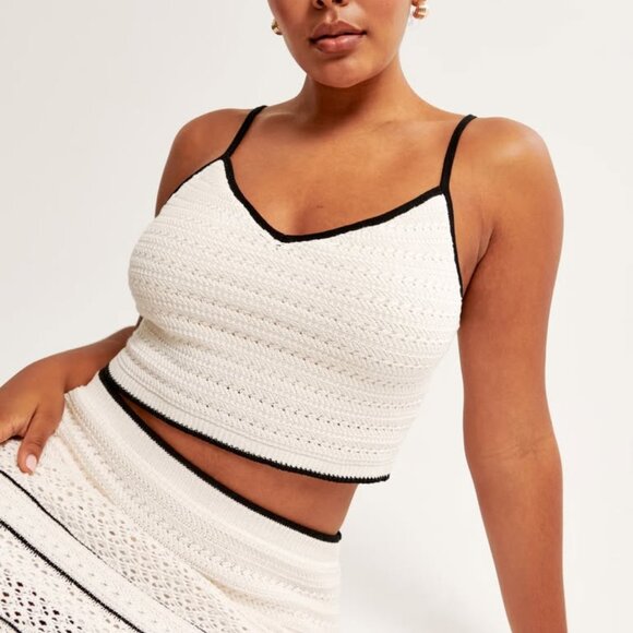 Abercrombie & Fitch Crochet Tank Crop Top - Size Small - Picture 1 of 2